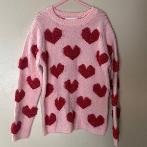 Cupcakes & Cashmere Girls Medium 10 12 Heart Fuzzy Valentine Sweater